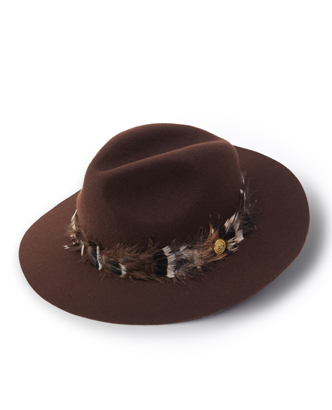 Trilby Hat Iridescent Feather Band - Chocolate.jpg